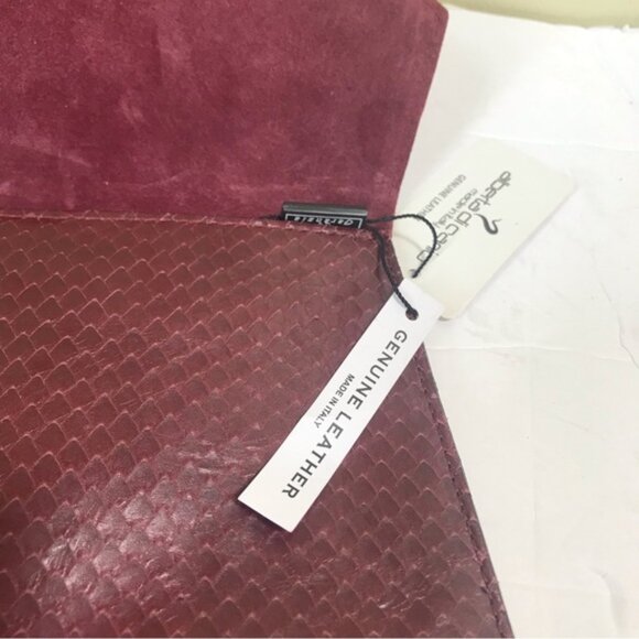 Alberta di Canio NEW Leather Clutch Bag Snake Animal Print Purse Minimalist Red - Picture 12 of 16